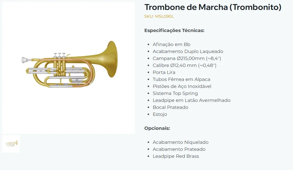 Trombonito/Trombone de Marcha Quasar na Musicaltec